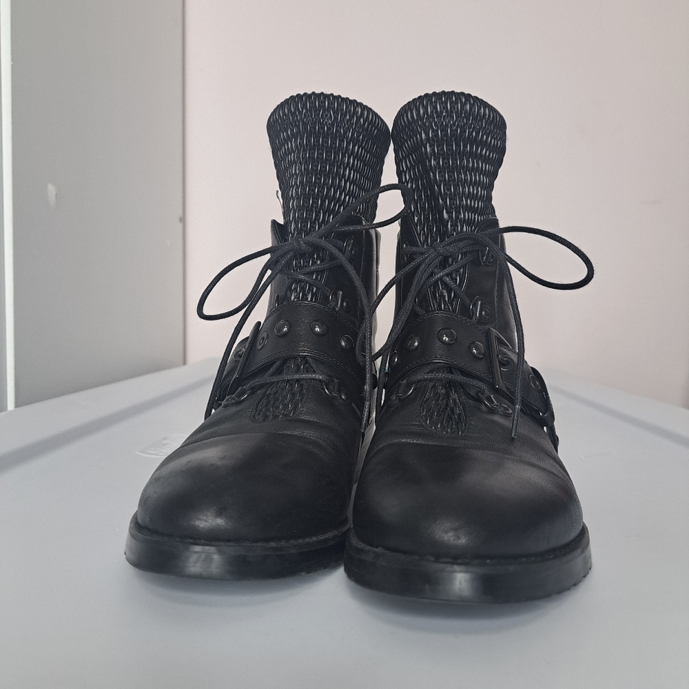 Stuart Weitzman Stitchwork Combat Boot Black 7 Nw… - image 7